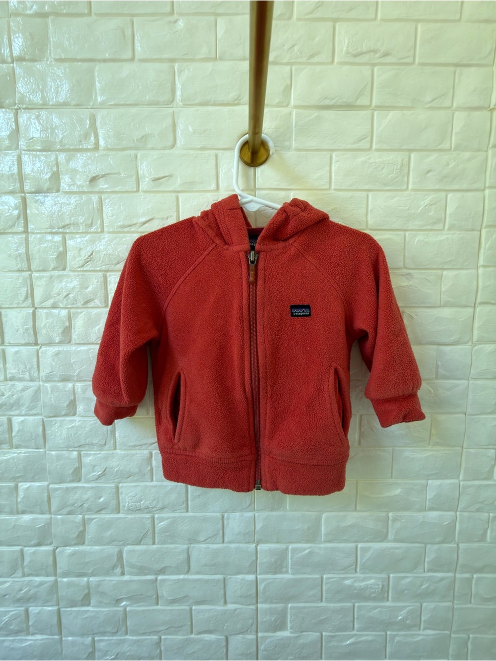 Kids Orange hooded Fleece Zip Jacket